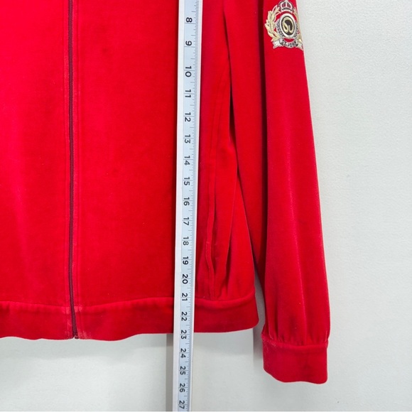 St. John Women's Red Velvet Jacket Cardigan Sweater Zippered Size Small Pockets - Picture 8 of 15